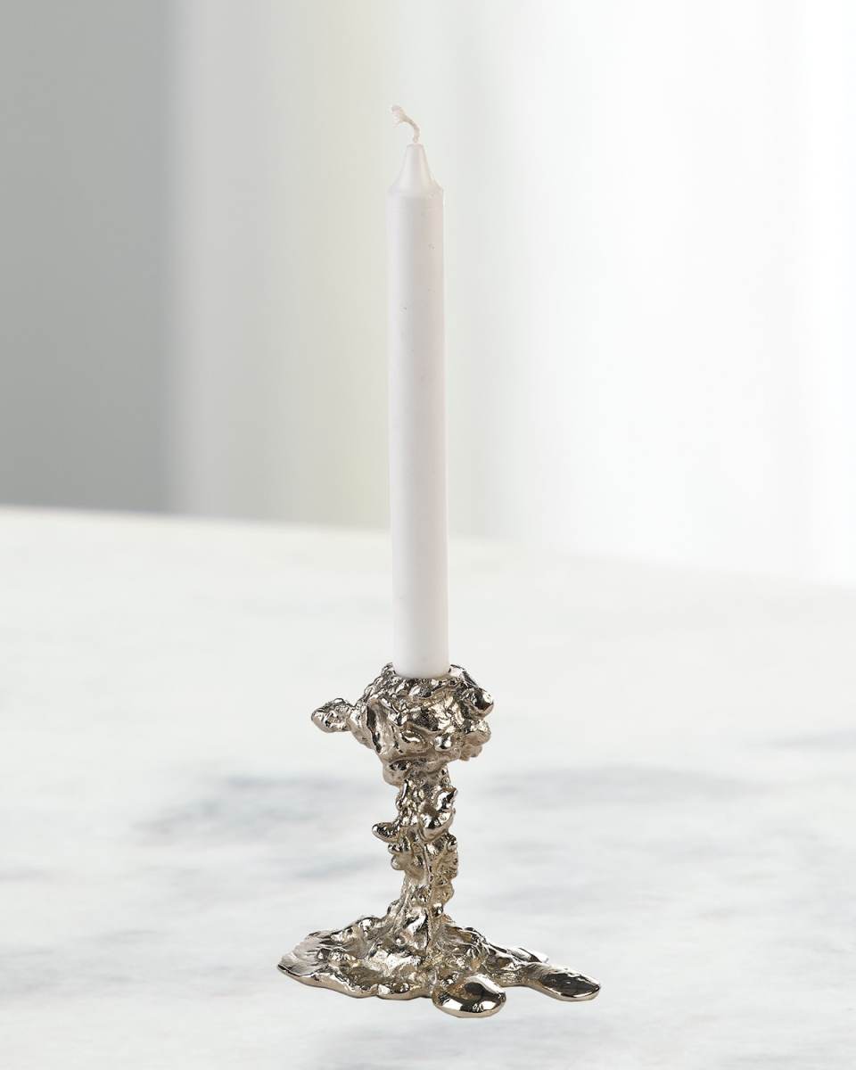 Silver Drip Candle Holder - 6"